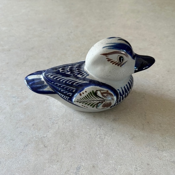 Vintage Tonala MEXICAN HAND PAINTED POTTERY CERAMIC DUCK 4.5” H x 7" W - Picture 1 of 14